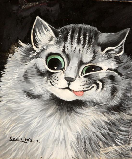 Louis Wain (1860-1939) Smiling cat 8 x 6.75in., unframed
